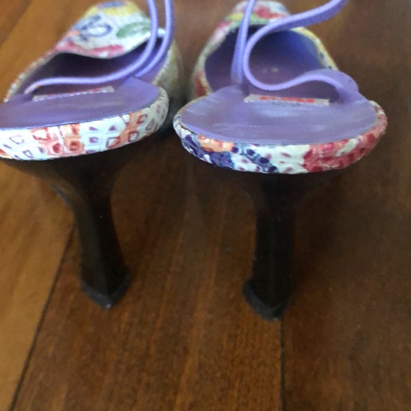 New “Red” by Ramon Tenza floral sling back mules with sculpted heel size 6.5 - Picture 5 of 8